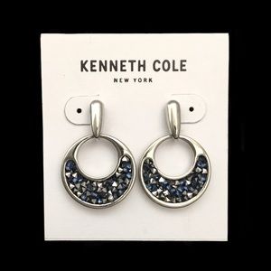 Kenneth Cole Silver Tone w/Blue Crystals Earrings